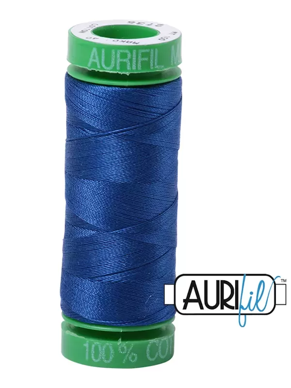 FIL COTON MAKO 40 AURIFIL 2735 Medium Blue - Petite bobine de 150 mètres