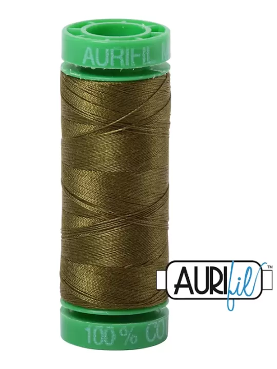 FIL COTON MAKO 40 AURIFIL 2887 Very Dark Olive - Petite bobine de 150 mètres