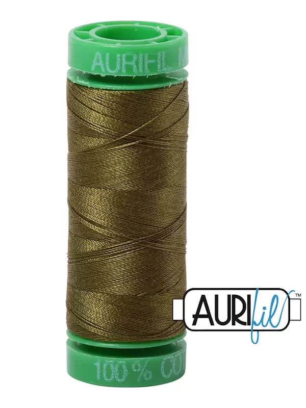 FIL COTON MAKO 40 AURIFIL 2887 Very Dark Olive - Petite bobine de 150 mètres