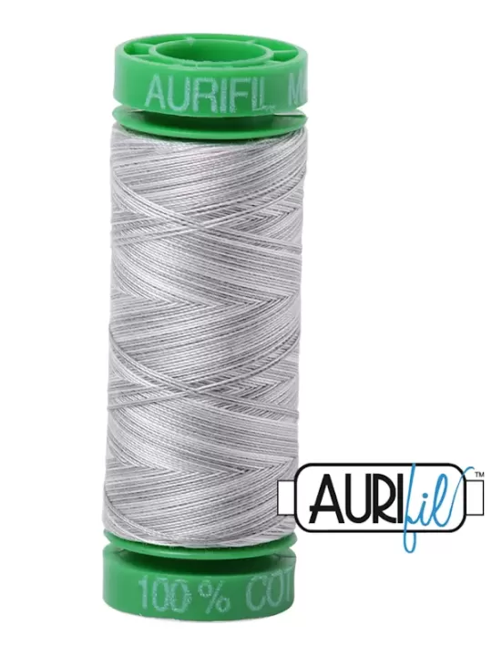 FIL COTON MAKO 40 AURIFIL 4060 Silver Moon - Petite bobine de 150 mètres