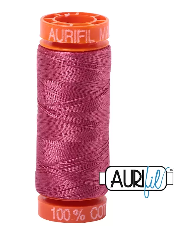 FIL COTON MAKO 50 AURIFIL 2455 Medium Carmine Red - Petite bobine de 200 mètres