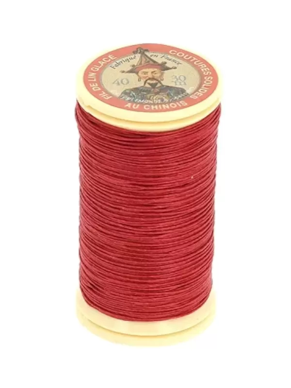 FIL AU CHINOIS Fil Lin Retors Glacé N° 525 Rouge vif (30m)